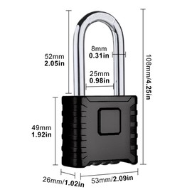 Heavy Duty Combination Padlocks Outdoor, Weatherproof 53mm Large 4 Digit Code Padlock, with 8mm Thick Long Shackle Alloy Steel Shackle Padlock for School, Gym, Gate, Shed, Garage, Warehouse