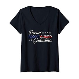 Womens Bold Flag Proud USCG Coast Guard Grandma V-Neck T-Shirt