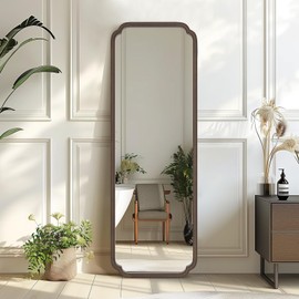 WallBeyond Full Length Mirror Wall Mounted 65"x22", Rustic Wooden Frame Floor Mirror, Large Full Body Mirror for Bedroom, Leaning or Hanging Against Wall (Walnut Solid Wood)