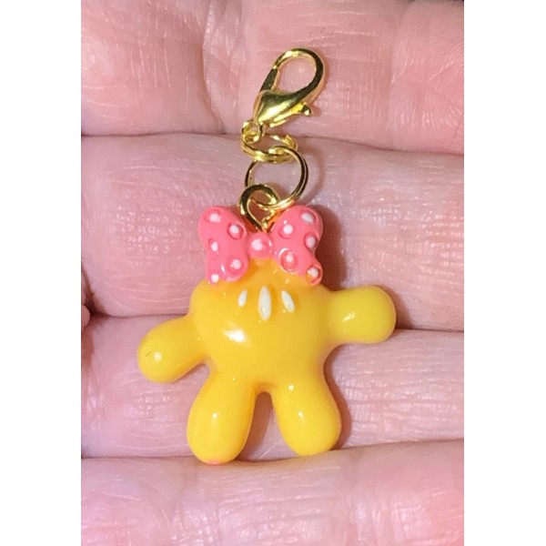 Minnie Mouse Yellow Glove Charm Zipper Pull & Keychain Add