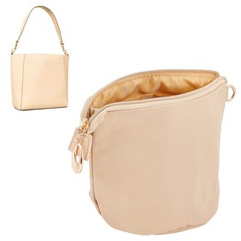 WADORN Purse Organizer Insert, Nylon Handbag Organizer Insert Inside Liner Shaper Bag in Bag Women Tote Bag Organizer with Multi Pockets Bucket Bag Zipper Inner Pocket Divider, 5.4x7.4 Inch, Apricot