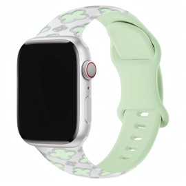 QWEFJ Luxury Band Compatible with Watch Band 38mm 40mm 41mm 42mm 44mm for Women Men，Soft Silicone Band With Cool Watch Charms for iWatch Series 10 9 8 7 6 5 4 3 2 1 SE (Green, 38/40mm)