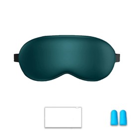 PYAIOVR Schlafmaske für Herren und Frauen Total Licht Blockierendes Augenmaske Schlafbrille aus Seide für Reisen Nickerchen Grün Inklusive Aufbewahrungstasche und Ohrstöpsel
