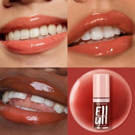 Anglicolor 2PC Lip Oil and Metallic Glitter Pink Lipstick,Natural Lip Plumper,Fruit Flavoured Lip Oil,For Dry Lip's Moisturizing Hydrating,Vegan & Cruelty-free (13 Artemis+15)