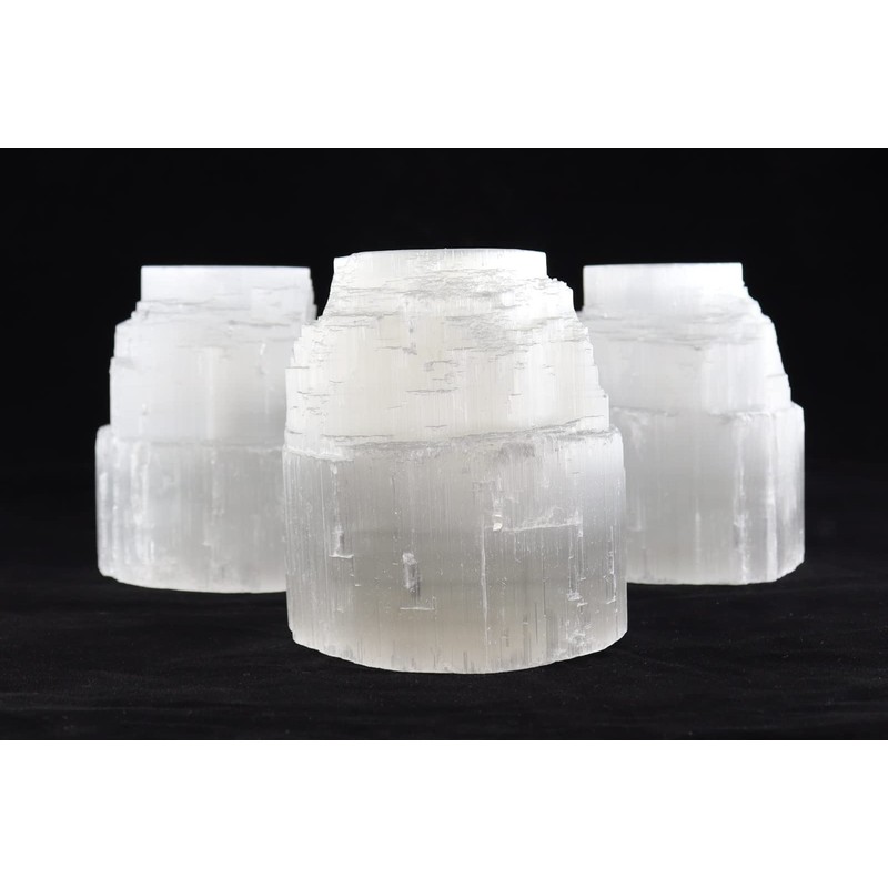 Budawi® Selenit Tea Light Holder Tower Cascade Gemstone Tea Light