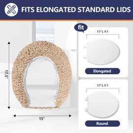Baahrnom Luxury Toilet Lid Cover Machine Washable Solid Toilet Seat Cover 17.5" x 15" Adjustable Rubber Backing Fits Most 16-17.5" L x 14-16" W Round Oblong and Elongated Toilet Seat