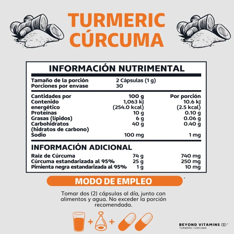 Turmeric Cúrcuma Extracto Raíz Estandarizada Pimienta Negra Curcumina Curcuminoides Suplemento