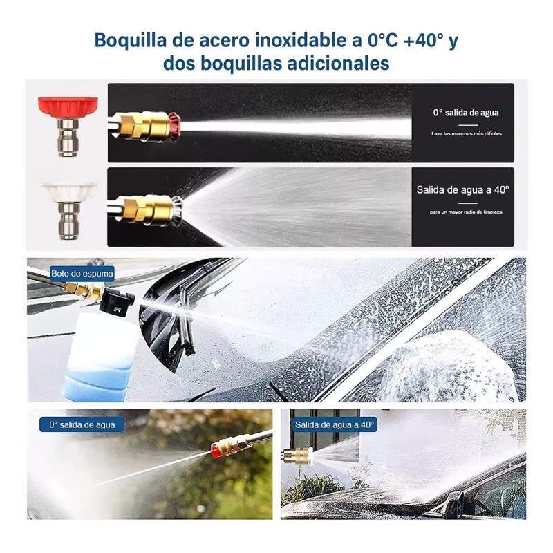 Lawuto Pistola Hidrolavadora Inalámbrica Lavado Coche 2 Pilas 48v