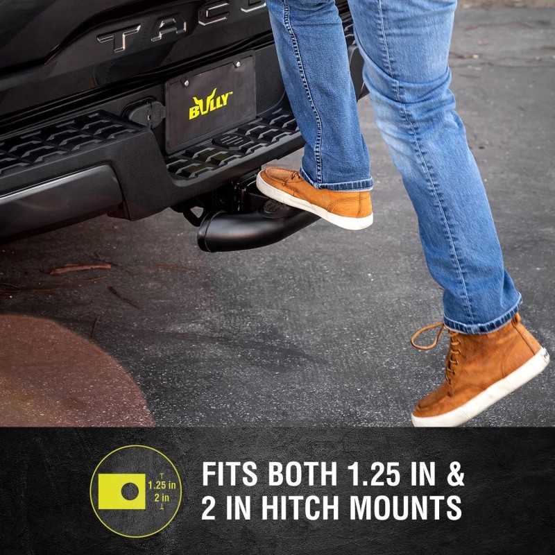 Bully Black Steel Hitch Step w/ LED Brake Light Fits