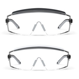 MEIGIX Anti Fog Safety Glasses Safety Goggles Over Glasses Protective Glasses with Anti Scratch Lenses Adjustable (2 Pack (Black + Grey)