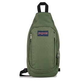 JanSport Move Sling Crossbody Bag – Main Compartment, Zippered Front Pockets, Adjustable Shoulder Strap, Fully Padded Back Panel, Cargo Green