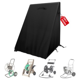Bethshaya 2-Wheels Garden Hose Reel Cart Cover – Weather-Resistant Protective Cover for Outdoor Hose Reels & Carts, Protects Against Sunlight, Rain, Snow, Sandstorms – Black