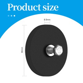 Pack of 2 Magnets, Rubber-Coated Strong, Neodymium Magnets, Rubberised Extra Strong with M6 External Thread and Key, for Light Strips and Additional Mirrors for Outdoor Use (Diameter 66 mm, 25 kg