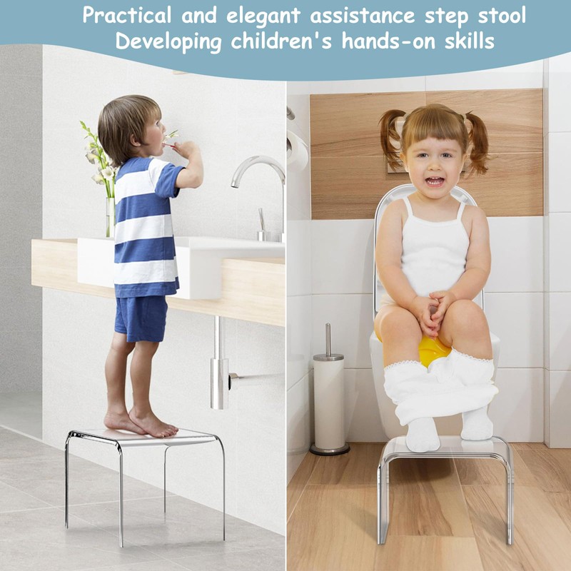 Kids' Step Stool 9'' Acrylic Transparent Step Stools Strong Load