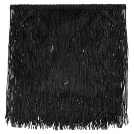 sourcing map 5 Yards 8 Inch Chainette Fringe Trim Tassel Sewing Trims Polyester Fringe Ribbon for DIY Sewing Crafts Clothing Lamp Shade Decoration, Black