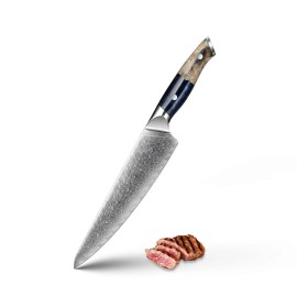 8 Inch 67 Layers Damascus Steel Chef Knife Kitchen Knife Cutting Knife With Resin Handlecolor: chef knife, kitchen knife size: 8 Inch