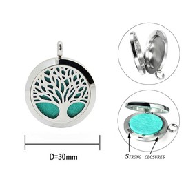 Collar difusor de aceite esencial de aromaterapia 316L de acero inoxidable con cadena de 61 cm