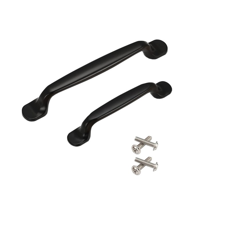 Qrity 2Units Black Aluminum Cabinet Door Drawer Handles Knobs Pull