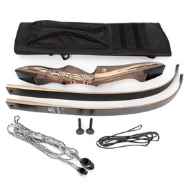 JEKOSEN Eagle Eye Wooden Takedown Archery Recurve Bow 62" Hunting Bow- Include Back Arrows Quiver Bag and Bow Stringer Tool Right & Left Hand 25-55LBS Draw Weight