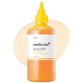 medicube Tónico suavizante de cúrcuma de ácido kójico para rostro y cuerpo, tóner ligero para equilibrar el tono y la textura desiguales de la piel, niacinamida, ácido glicólico para piel de vidrio