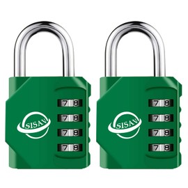 SISAV 4 Digit Combination Lock,Gym Padlock,Outdoor Combination Padlock,Suitable for School Lockers,Tool Boxes,Fences,Gate(Green 2 Pack)