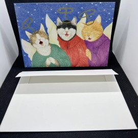 Bottman Design, Inc. Vintage 1995 Paris Bottman Angelic Felines Cat Holiday Greeting Card
