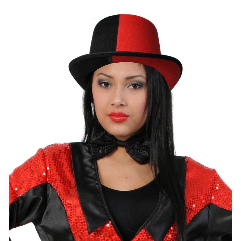 KarnevalsTeufel Hat Two-Tone Black/White/Black/Red Size Approx. 58 cm Hat Headgear