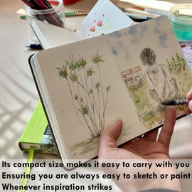 tumuarta Watercolour Sketchbook, 15 x 15 cm, 300 g/m², 100% Cotton Paper, Cold Pressed, 24 Sheets, 48 Pages, Watercolour Journal for Use as Travel Sketchbook and Mixed Media Notepad (Grey)