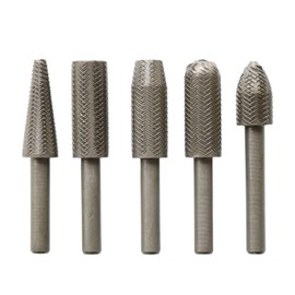5pcs Electric Rotary Rasp Embossed Steel Metal File Grinding Head Pack Set Shank Fits Rotary Tool for Woodworking Drilling Carving Engraving
