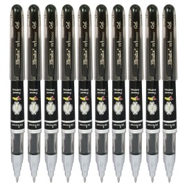 WINNER Gel Pens, BLACK, Medium Point (1.0mm), Pack of 10, Quick Dry, Waterproof Ink, Angle Comfort Grip, School Office Home Use, iZOFAX Black Ball Pen