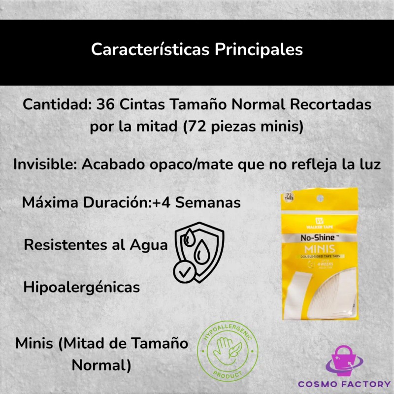 Cinta No Shine Protesis Capilar Walker Tape Original Minis