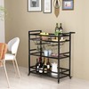LORMITER Black Metal Bar Carts with 3 Tier Glass Shelves,