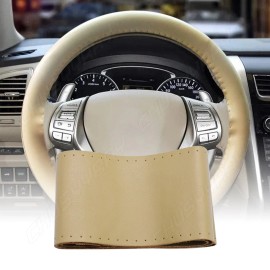 CHUSYYRAY 38cm 15" Steering Wheel Cover Genuine Leather For Infiniti 2000-2023 Beige New