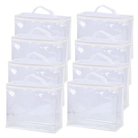 Clear Zippered Organizers, Wanfoou 8 Pcs Toy Storage Bags with Zipper, Clear Storage Bags PVC Toy Organizing Bags Toy Bags for Building Blocks Puzzles Toys (30 * 12 * 25 CM)