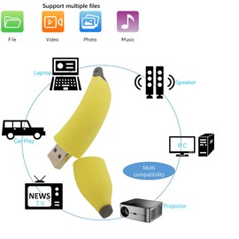 WooTeck 64GB Cartoon Lovely Banana USB Flash Drive Cute Pendrive Novelty Memory Stick