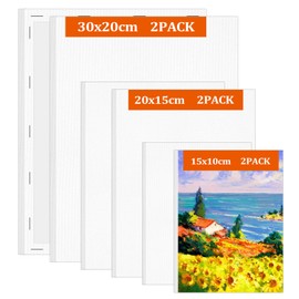Muyohix Canvas for Painting, 6-Piece Canvas Set Made of Acid-free Cotton, 30 x 20, 20 x 15, 15 x 10 cm, Canvas Stretcher Frame, Canvas Painting for Acrylic, Watercolour, Oil Paint for Beginners