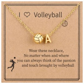 LUIOUS Volleyball Initial Necklace for Women - A-Z Letter Design, March Madness & Easter Gift, Cute Accessory for Volleyball Lovers (A)