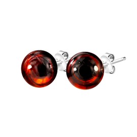 ANDANTE Premium Collection Genuine Natural Baltic Sea Amber Stud Earrings, Pure 925 Sterling Silver, Cherry Certified, Gold of the Sea, Natural Baltic amber, certified, 925 sterling silver with 925
