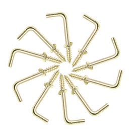 Biaungdo 100 Pack 3/4" L Hooks, Gold Screw in Hooks Small L Shaped Hooks Right Angle Screw Hooks 7 Shape Hook Mini Self Tapping Screw Hooks Tiny Metal Screw Hooks for Hanging