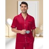 YOPUGEE Mens Satin Silky Pajama Set Short Sleeve Classic Sleepwear