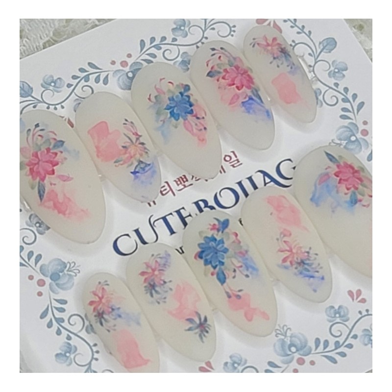Soft Rose Handmade Nail Tips - Lipstick / 소프트 로즈