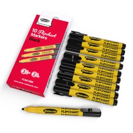 Show Me Flipchart Markers - Box of 10 Bullet-Tip Black