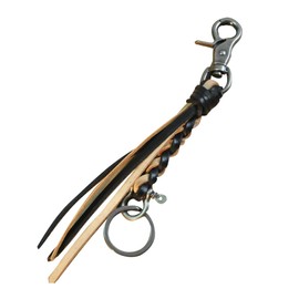 White Fang AZ142 Key Chain, Tassel, Braided Keyring, Leather, Stylish, Retro, Men's, Women's,, black brown