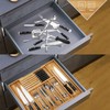 VaeFae Bamboo Silverware Drawer Organizer Kitchen, Expandable Utensil Organizer with