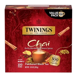 Twinings Chai Flavoured Black Tea 100 Count Individually Sealed Tea Bags