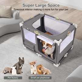 Paw Ballet Dog Playpen, Portable Collapsible Dog Crate for Medium Dogs, Cats, Oxford Fabric Puppy Playpen, Dog Play Pen Indoors with Carrying Bag, Cat Playpen for Travel Camping, Outdoor (M)