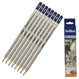 artline 10 x 4B Graded Artist Professional Pencils Write Draw Sketch Shade + ZOFAX Biro BLACK Pen