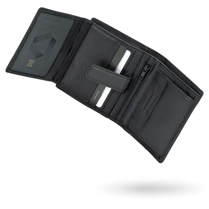 LINDENMANN Men's Wallet Leather Black, black