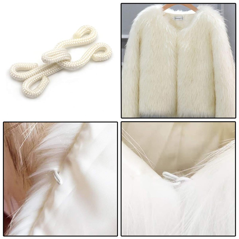 10 Sets White Covered Hook and Eye Fastenings Sewing Closure