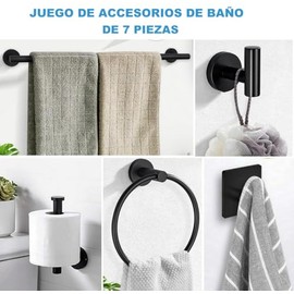 Toallero de Baño Set de 304 Acero Inoxidable 7 Piezas Juego de de Accesorios de Baño, Toallero de Barra 41cm Portarrollos para Papel Anillo de Toalla